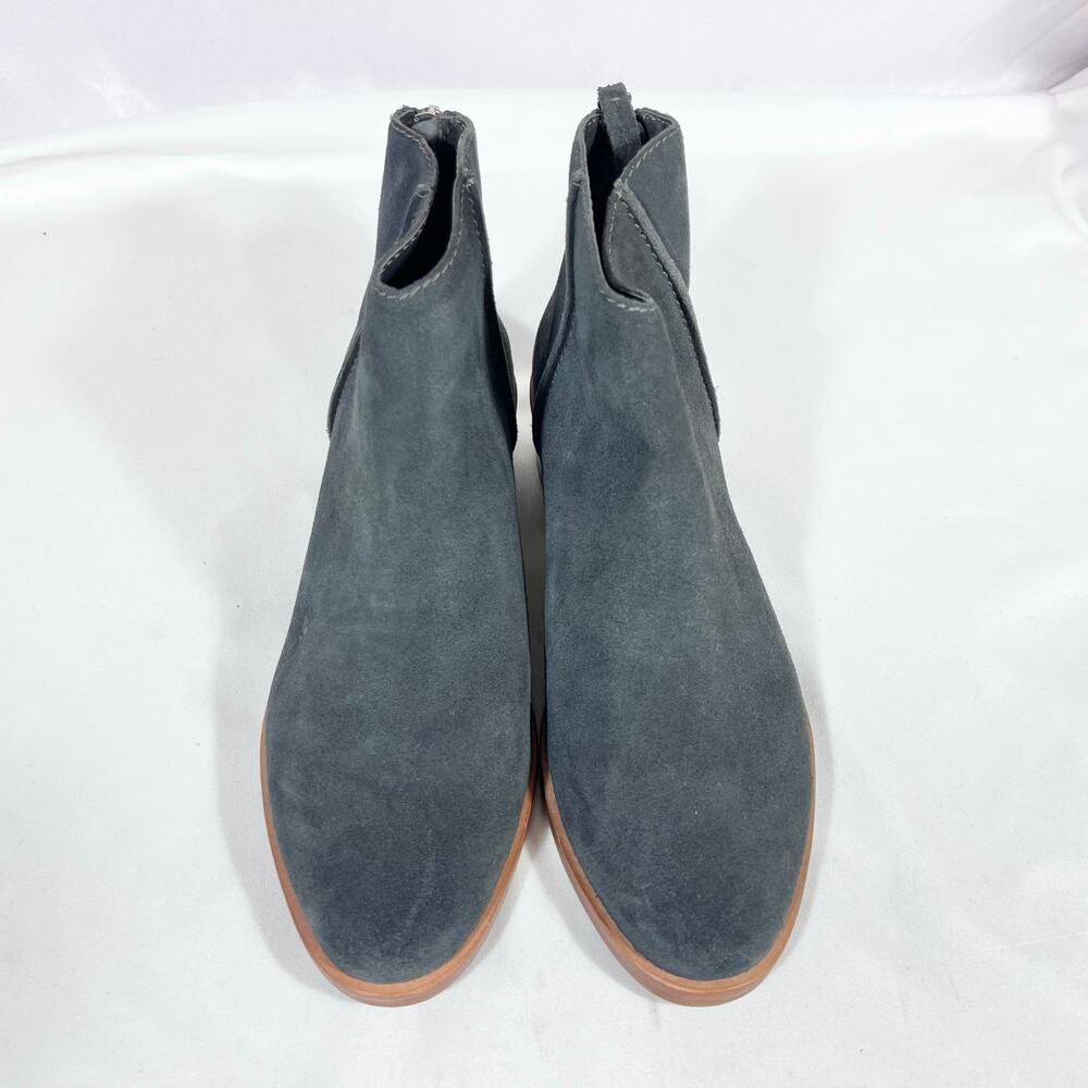 Dolce Vita Karsen Ankle Boots Booties Gray Suede Rubber Sole Heel Zipper Used - Picture 2 of 10